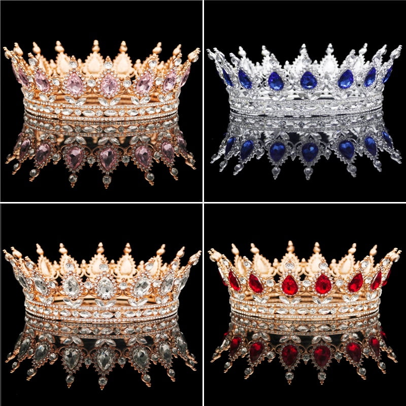 King And Queen Crowns : Magestic Queen King Silver Full Crown ...