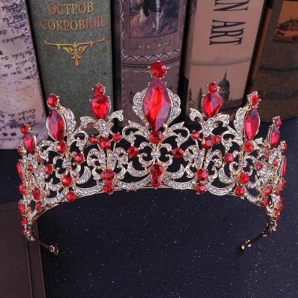 Buy Red Queen Crown Rhinestone Red Tiara Majestic Crowns